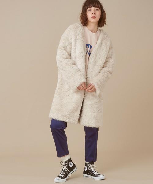 Another Edition(アナザーエディション)の「テディノーカラーコート(その他アウター・レディース・オフホワイト/ピンク/モカ・MEDIUM/SMALL)」の10枚目の写真