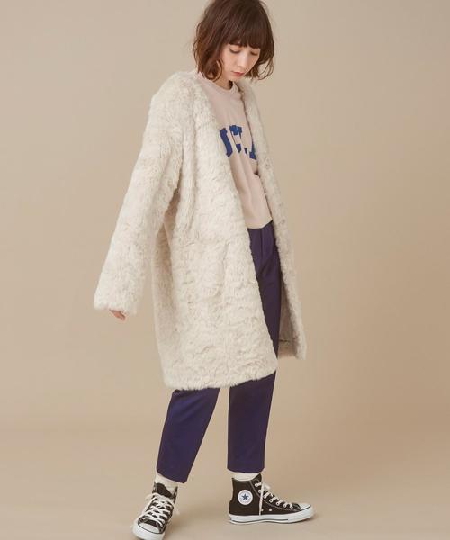 Another Edition(アナザーエディション)の「テディノーカラーコート(その他アウター・レディース・オフホワイト/ピンク/モカ・MEDIUM/SMALL)」の11枚目の写真