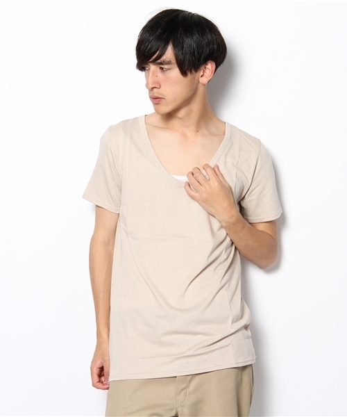 603（ロクマルサン）の「603 無地Ｕネック半袖カットソー（Tシャツ/カットソー・メンズ・オフホワイト/ベージュ/ブラック/ライトグレー/グレー/ブルー/ダークグリーン/イエロー/ライトピンク/ローズ・40）」の6枚目の写真