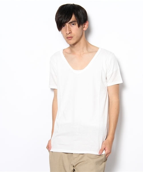 603（ロクマルサン）の「603 無地Ｕネック半袖カットソー（Tシャツ/カットソー・メンズ・オフホワイト/ベージュ/ブラック/ライトグレー/グレー/ブルー/ダークグリーン/イエロー/ライトピンク/ローズ・40）」の2枚目の写真