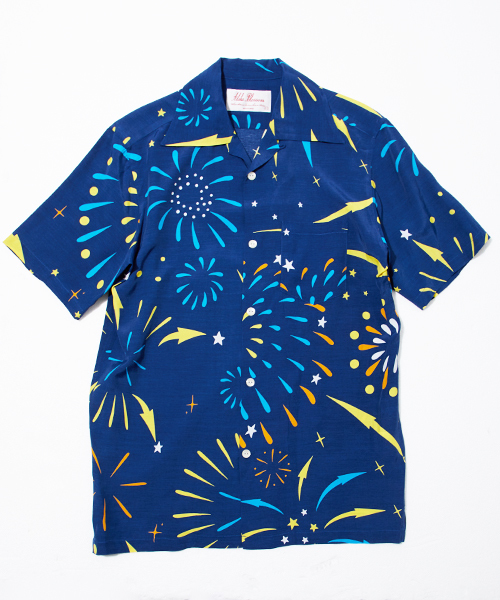 aloha blossom(アロハブロッサム)の「【Aloha Blossom】HANABI(シャツ/ブラウス・メンズ・ブラック/ネイビー・40/42)」の1枚目の写真