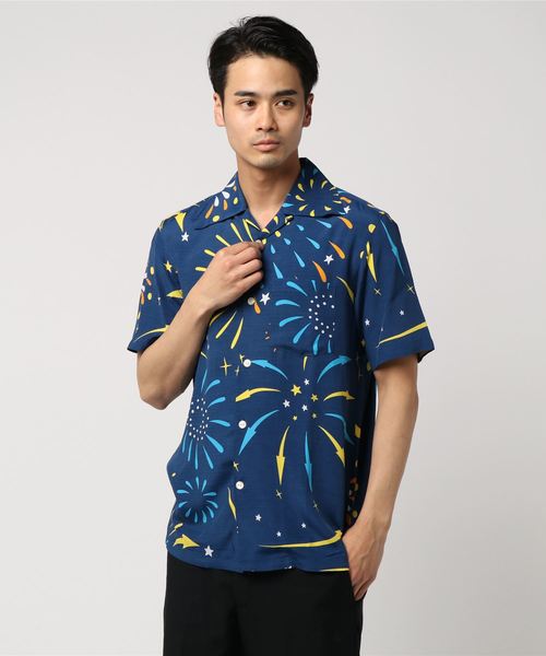 aloha blossom(アロハブロッサム)の「【Aloha Blossom】HANABI(シャツ/ブラウス・メンズ・ブラック/ネイビー・40/42)」の4枚目の写真