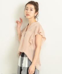 BEAUTY&YOUTH UNITED ARROWS | BY スキッパーラッフルスリーブブラウス/カラー2-手洗い可能-(シャツ/ブラウス)