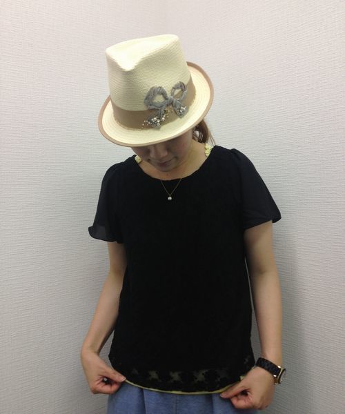 MAJESTIC LEGON（マジェスティックレゴン）の「フロントレースPO（Tシャツ/カットソー・レディース・ブラック/サックスブルー/ネイビー/アイボリー/ライトグリーン/ブルー/ピンク/イエロー・FREE）」の3枚目の写真