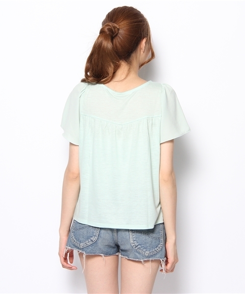 MAJESTIC LEGON（マジェスティックレゴン）の「フロントレースPO（Tシャツ/カットソー・レディース・ブラック/サックスブルー/ネイビー/アイボリー/ライトグリーン/ブルー/ピンク/イエロー・FREE）」の11枚目の写真