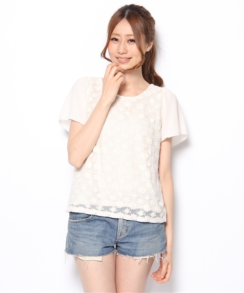 MAJESTIC LEGON（マジェスティックレゴン）の「フロントレースPO（Tシャツ/カットソー・レディース・ブラック/サックスブルー/ネイビー/アイボリー/ライトグリーン/ブルー/ピンク/イエロー・FREE）」の15枚目の写真