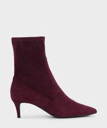 キトゥンヒールポインテッドカーフブーツ / Kitten Heel Pointed Calf Boots
