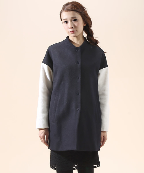 green label relaxing（グリーンレーベルリラクシング）の「◆GC W/Nメルトン バイカラーSL コート（その他アウター・レディース・ダークグレー/ネイビー・34/36/38/40/42/44）」の5枚目の写真