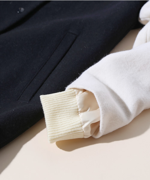 green label relaxing（グリーンレーベルリラクシング）の「◆GC W/Nメルトン バイカラーSL コート（その他アウター・レディース・ダークグレー/ネイビー・34/36/38/40/42/44）」の8枚目の写真