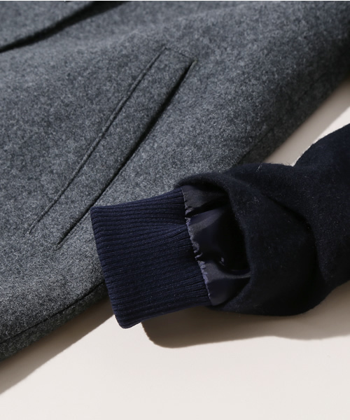 green label relaxing（グリーンレーベルリラクシング）の「◆GC W/Nメルトン バイカラーSL コート（その他アウター・レディース・ダークグレー/ネイビー・34/36/38/40/42/44）」の9枚目の写真