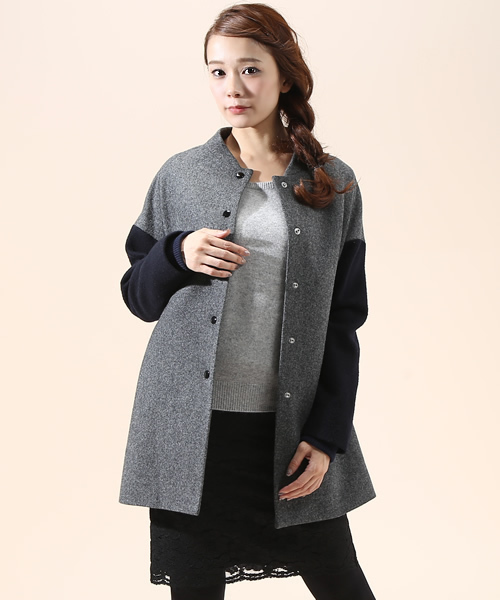 green label relaxing（グリーンレーベルリラクシング）の「◆GC W/Nメルトン バイカラーSL コート（その他アウター・レディース・ダークグレー/ネイビー・34/36/38/40/42/44）」の14枚目の写真