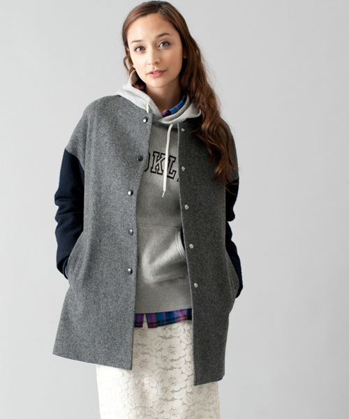 green label relaxing（グリーンレーベルリラクシング）の「◆GC W/Nメルトン バイカラーSL コート（その他アウター・レディース・ダークグレー/ネイビー・34/36/38/40/42/44）」の15枚目の写真