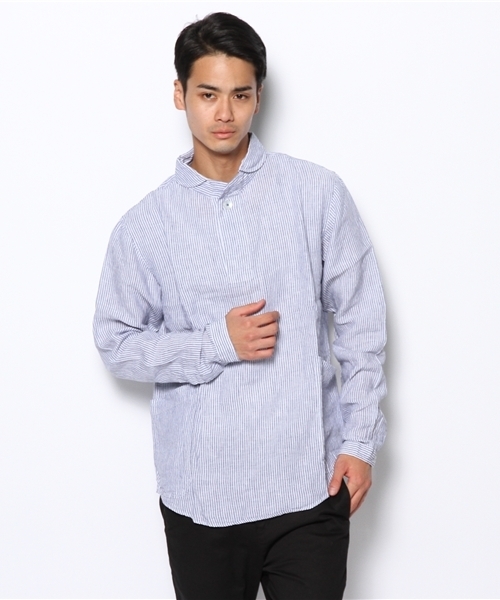 NANO universe（ナノユニバース）の「LOLO(ロロ)/ 定番プルオーバー STリネン（シャツ/ブラウス・メンズ・ブルー/その他1・MEDIUM/LARGE）」の2枚目の写真