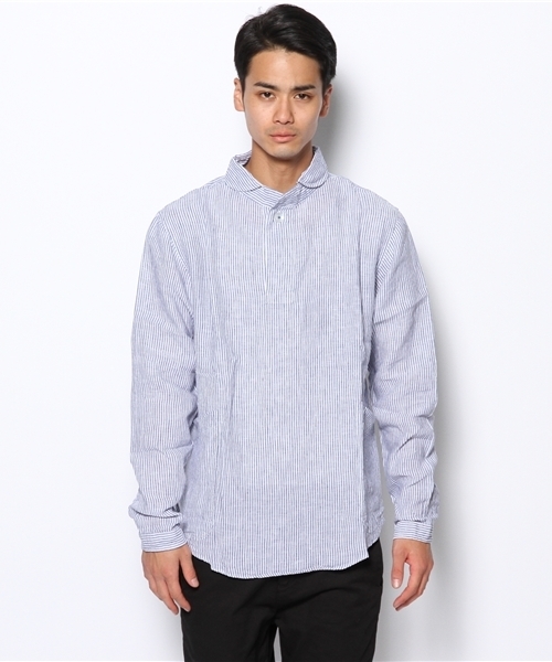 NANO universe（ナノユニバース）の「LOLO(ロロ)/ 定番プルオーバー STリネン（シャツ/ブラウス・メンズ・ブルー/その他1・MEDIUM/LARGE）」の3枚目の写真