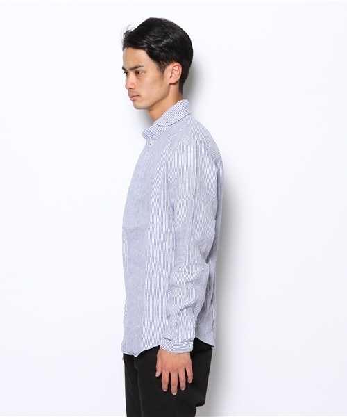 NANO universe（ナノユニバース）の「LOLO(ロロ)/ 定番プルオーバー STリネン（シャツ/ブラウス・メンズ・ブルー/その他1・MEDIUM/LARGE）」の4枚目の写真