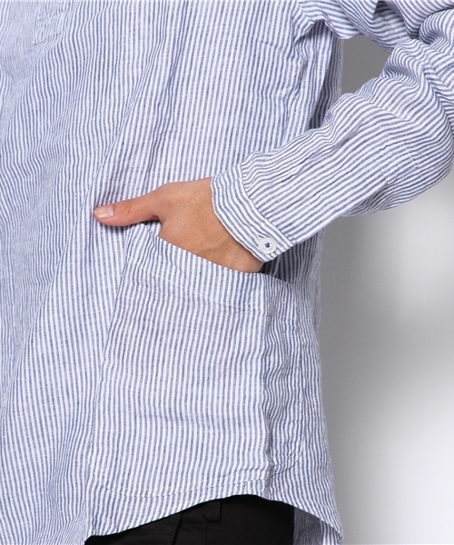 NANO universe（ナノユニバース）の「LOLO(ロロ)/ 定番プルオーバー STリネン（シャツ/ブラウス・メンズ・ブルー/その他1・MEDIUM/LARGE）」の8枚目の写真