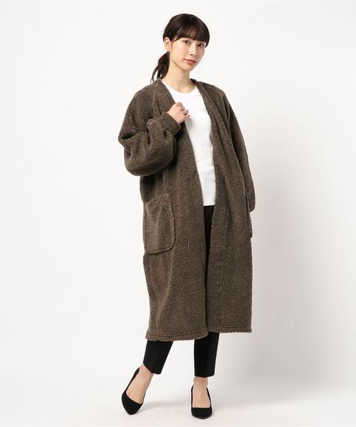 AMERICAN HOLIC（アメリカンホリック）の「・ボアロングコーディガン（カーディガン/ボレロ・レディース・チャコールグレー/モカ・FREE）」の11枚目の写真