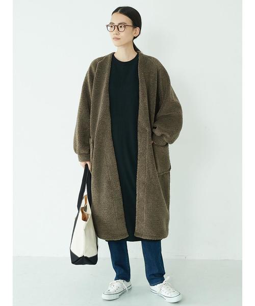 AMERICAN HOLIC（アメリカンホリック）の「・ボアロングコーディガン（カーディガン/ボレロ・レディース・チャコールグレー/モカ・FREE）」の5枚目の写真