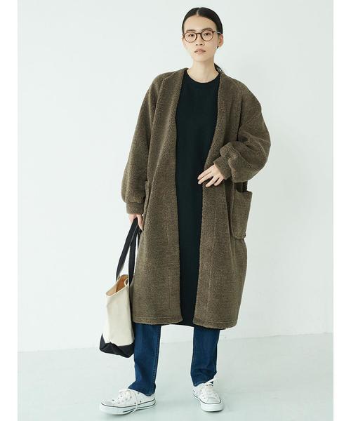 AMERICAN HOLIC（アメリカンホリック）の「・ボアロングコーディガン（カーディガン/ボレロ・レディース・チャコールグレー/モカ・FREE）」の4枚目の写真