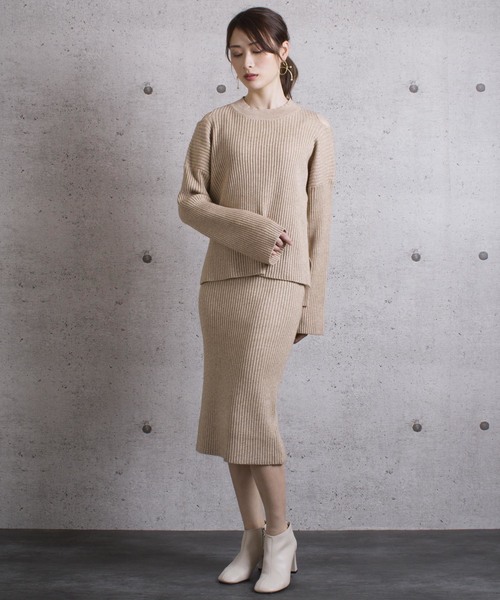 LUGG NAGG(ラグナグ)の「【Jewelobe/ ジュエローブ】 肩あきニットセットアップ(ワンピース・レディース・ブラック/ベージュ/ブルー・FREE)」の3枚目の写真