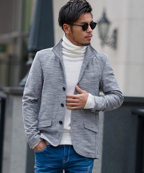 セール ジャケット アウター Cast19 09 テーラードジャケット Silver テーラードジャケット スラブイタリアンカラージャケット Bullet シルバーバレット のファッション