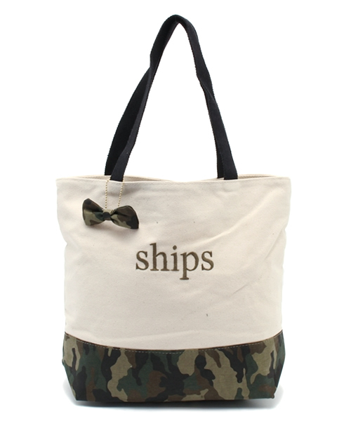 SHIPS for women（シップスフォーウィメン）の「バイカラー エコバッグ(L)（トートバッグ・レディース・ブラック/ネイビー/イエロー/オリーブ/ライトオリーブ/ダークグレー/コバルトブルー・ONE SIZE）」の4枚目の写真