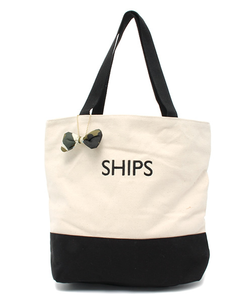 SHIPS for women（シップスフォーウィメン）の「バイカラー エコバッグ(L)（トートバッグ・レディース・ブラック/ネイビー/イエロー/オリーブ/ライトオリーブ/ダークグレー/コバルトブルー・ONE SIZE）」の3枚目の写真