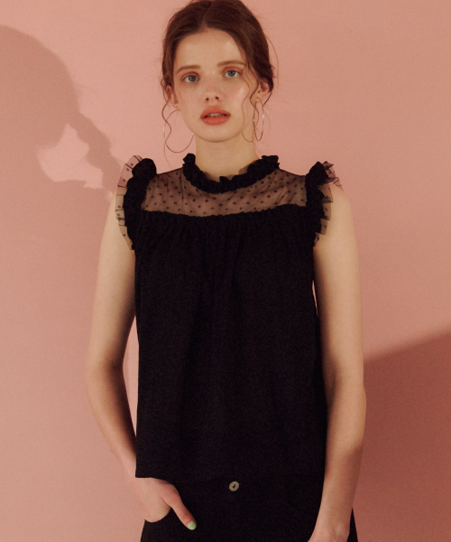 Heather(ヘザー)の「チュールキリカエブラウス 839765(シャツ/ブラウス・レディース・ホワイト/ブラック/ベージュ・FREE)」の2枚目の写真