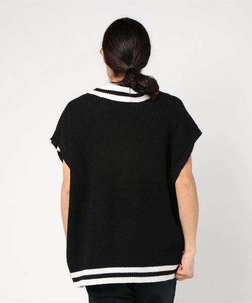 THE CASUAL（カジュアル）の「ビッグシルエット Vネック リネンコットン 畦編み リブ編み ニットベスト(無地/チルデン/切替)（ベスト・メンズ・ブルー系その他/ブラック系その他/ベージュ系その他/ホワイト/ブラック/ベージュ/ネイビー/グレー/モカ/ホワイト系その他・L/M）」の11枚目の写真