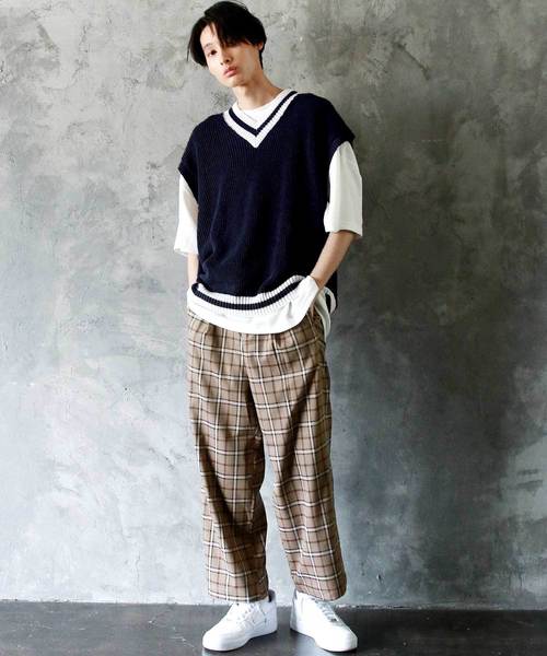THE CASUAL（カジュアル）の「ビッグシルエット Vネック リネンコットン 畦編み リブ編み ニットベスト(無地/チルデン/切替)（ベスト・メンズ・ブルー系その他/ブラック系その他/ベージュ系その他/ホワイト/ブラック/ベージュ/ネイビー/グレー/モカ/ホワイト系その他・L/M）」の17枚目の写真