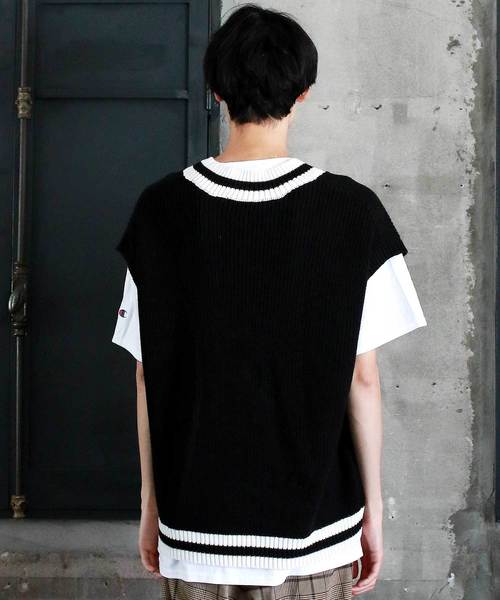 THE CASUAL（カジュアル）の「ビッグシルエット Vネック リネンコットン 畦編み リブ編み ニットベスト(無地/チルデン/切替)（ベスト・メンズ・ブルー系その他/ブラック系その他/ベージュ系その他/ホワイト/ブラック/ベージュ/ネイビー/グレー/モカ/ホワイト系その他・L/M）」の13枚目の写真