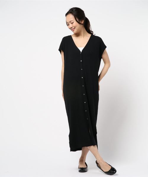 YECCA VECCA（イェッカヴェッカ）の「・UVカットウォッシャブル2wayワンピース●（ワンピース・レディース・ブラック/ブラウン/オフホワイト/グリーン・FREE）」の2枚目の写真