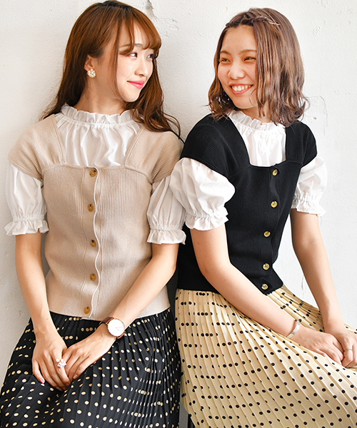 PairPair(ペアペア)の「リブニットビスチェ(ニット/セーター・レディース・ブラック/ベージュ/オレンジ系その他・FREE)」の2枚目の写真