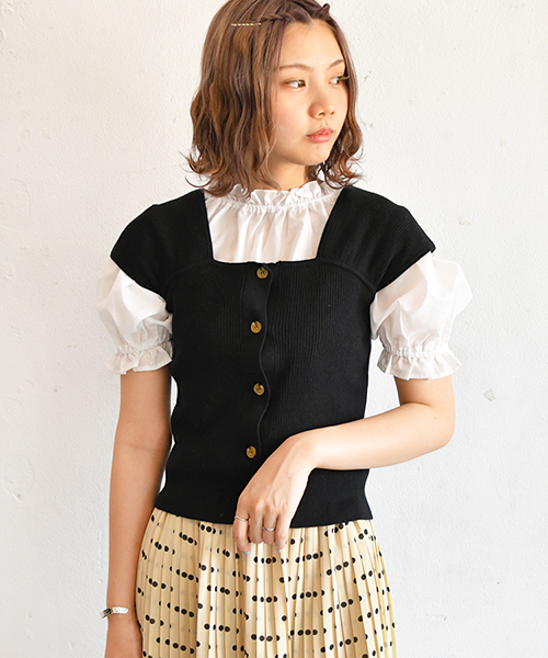 PairPair(ペアペア)の「リブニットビスチェ(ニット/セーター・レディース・ブラック/ベージュ/オレンジ系その他・FREE)」の1枚目の写真