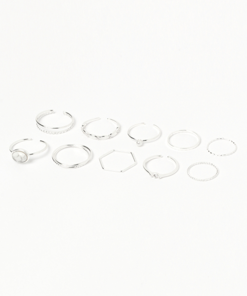 GLOBAL WORK（グローバルワーク）の「10セットリングFW/843093（リング・レディース・ホワイト/ゴールド/その他/ライトイエロー・FREE）」の4枚目の写真