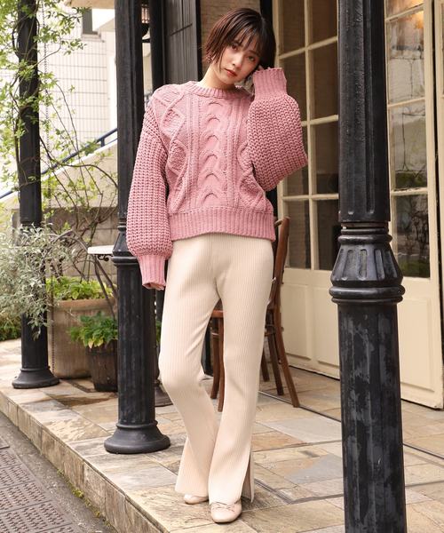one after another NICE CLAUP(ワンアフターアナザーナイスクラップ)の「スリットニットパンツ(その他パンツ・レディース・ベージュ/ライトグリーン/アイボリー・FREE)」の22枚目の写真
