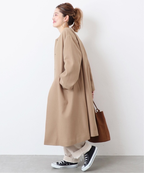 B.C STOCK(ベーセーストック)の「ビシュウメルトンフレアーコート(その他アウター・レディース・ベージュ/ネイビー/カーキ・FREE)」の5枚目の写真
