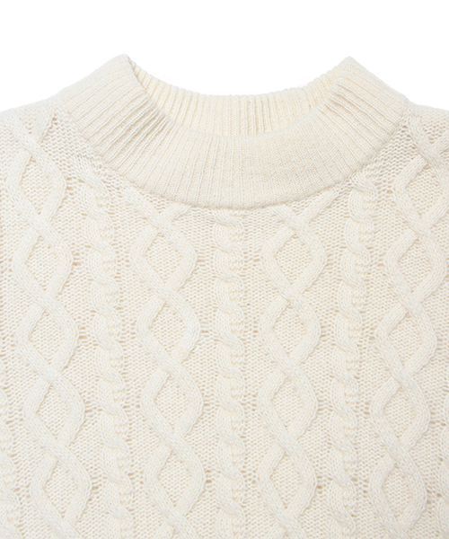 Ray BEAMS（レイビームス）の「Ray BEAMS / ケーブル ハイネック フレアプルオーバー（ニット/セーター・レディース・オフホワイト/グレー/ブラック・ONE SIZE）」の8枚目の写真