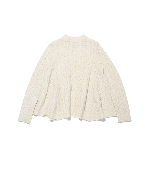Ray BEAMS（レイビームス）の「Ray BEAMS / ケーブル ハイネック フレアプルオーバー（ニット/セーター・レディース・オフホワイト/グレー/ブラック・ONE SIZE）」の10枚目の写真