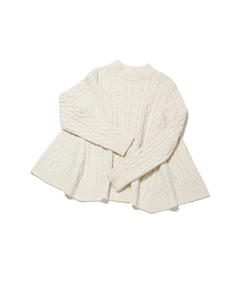 Ray BEAMS（レイビームス）の「Ray BEAMS / ケーブル ハイネック フレアプルオーバー（ニット/セーター・レディース・オフホワイト/グレー/ブラック・ONE SIZE）」の14枚目の写真