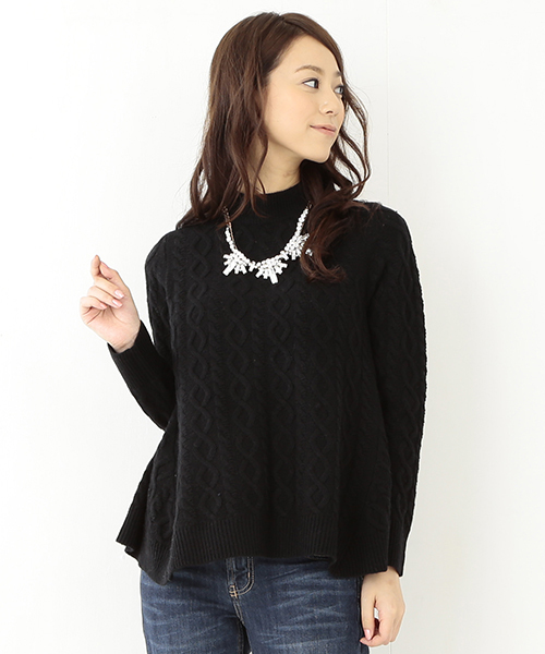 Ray BEAMS（レイビームス）の「Ray BEAMS / ケーブル ハイネック フレアプルオーバー（ニット/セーター・レディース・オフホワイト/グレー/ブラック・ONE SIZE）」の16枚目の写真