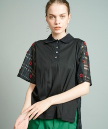 MUVEIL（ミュベール）の「【MUVEIL(ミュベール)】花モチーフポロシャツ