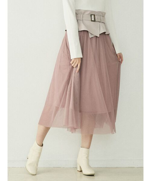 dazzlin(ダズリン)の「コルセットチュールスカート(スカート・レディース・パープル/ブラウン/オフホワイト・FREE)」の3枚目の写真