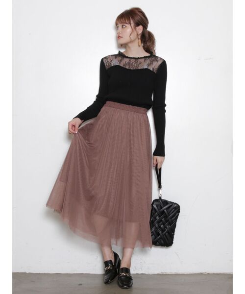 dazzlin(ダズリン)の「コルセットチュールスカート(スカート・レディース・パープル/ブラウン/オフホワイト・FREE)」の14枚目の写真