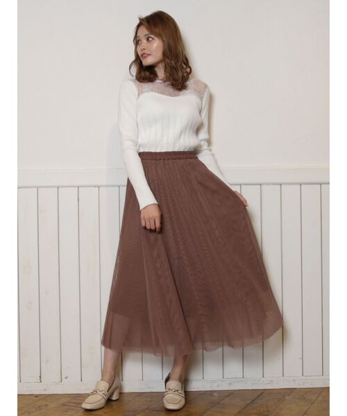 dazzlin(ダズリン)の「コルセットチュールスカート(スカート・レディース・パープル/ブラウン/オフホワイト・FREE)」の6枚目の写真