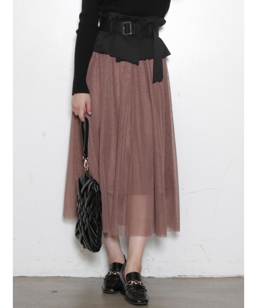 dazzlin(ダズリン)の「コルセットチュールスカート(スカート・レディース・パープル/ブラウン/オフホワイト・FREE)」の2枚目の写真