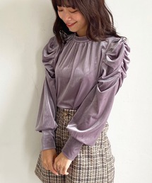 MAJESTIC LEGON | ベロアパワショルトップス(Tシャツ/カットソー)