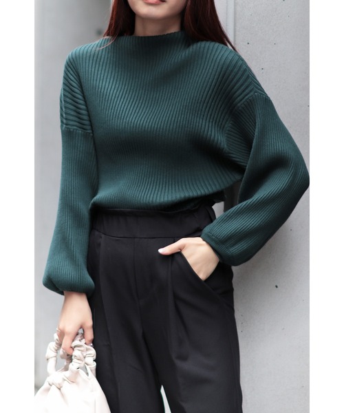 Bonjour Sagan（ボンジュールサガン）の「リブドルマンプルオーバー（ニット/セーター・レディース・ブラック/グリーン/アイボリー/イエロー・FREE）」の3枚目の写真