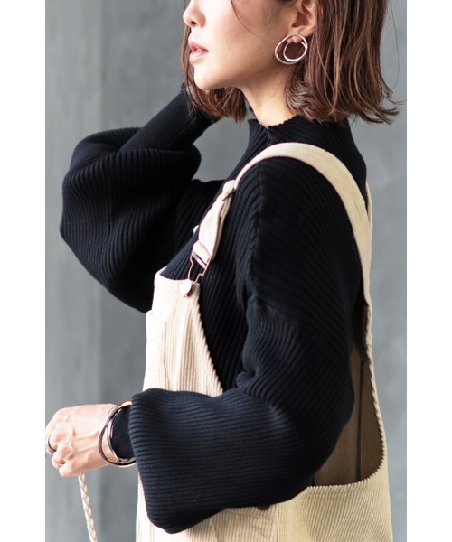 Bonjour Sagan（ボンジュールサガン）の「リブドルマンプルオーバー（ニット/セーター・レディース・ブラック/グリーン/アイボリー/イエロー・FREE）」の9枚目の写真