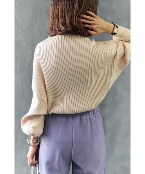 Bonjour Sagan（ボンジュールサガン）の「リブドルマンプルオーバー（ニット/セーター・レディース・ブラック/グリーン/アイボリー/イエロー・FREE）」の6枚目の写真